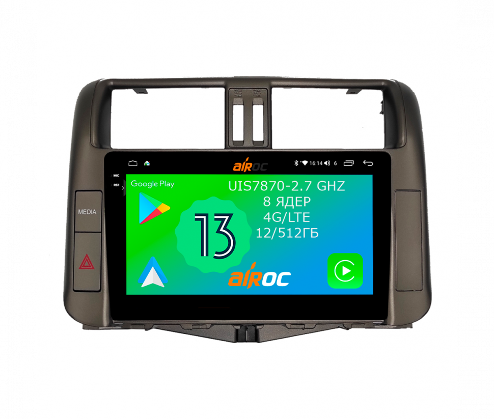Штатная магнитола Airoc 2K AU-1114-N9 для Toyota Land Cruiser Prado 150 с 360 обзором, 2009-2014